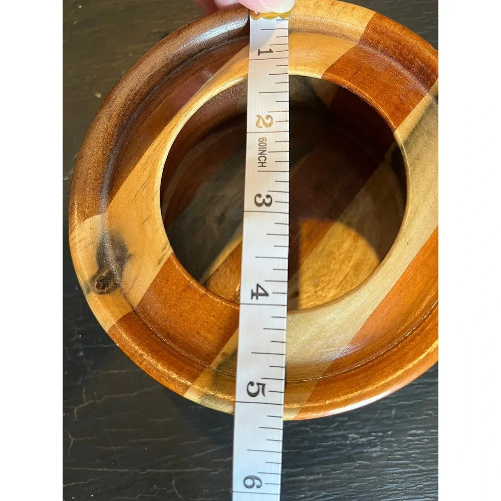 Hand Turned Wood Lidded Box Decorative Bowl Trinket‎ Jar Container